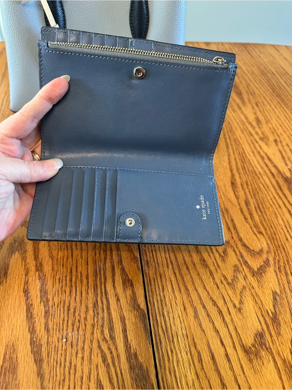 Kate Spade Light Blue and Navy Blue Leather Purse/Handbag with Matching Wallet - Picture 3 of 15